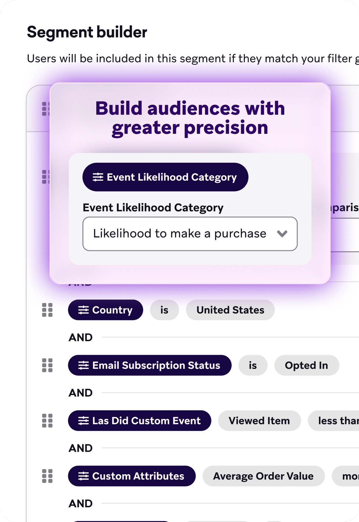 a screen that says segment builder on it