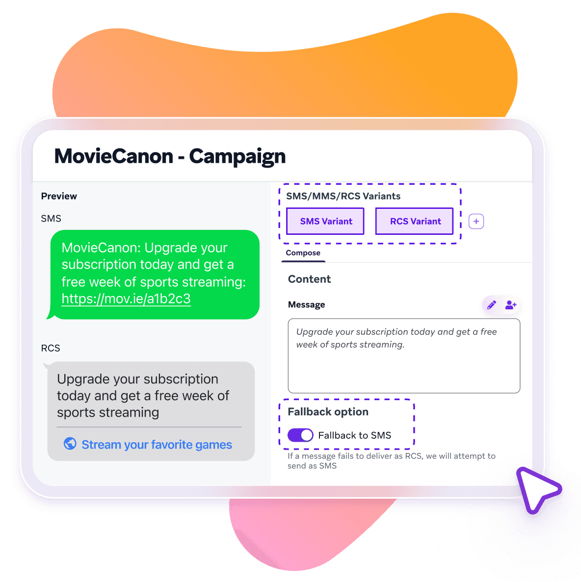a screenshot of a movie canon campaign that says upgrade your subscription today and get a free week of sports streaming