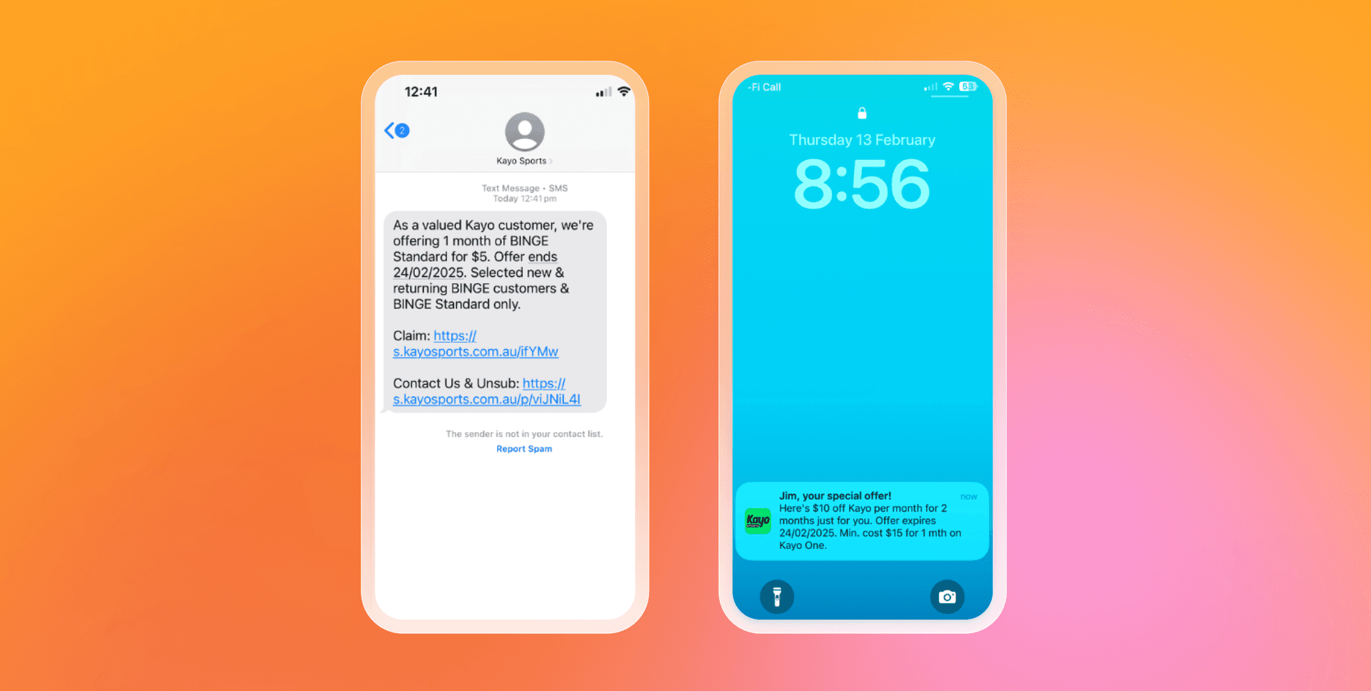 a phone with a text message on it and a phone with a notification on it