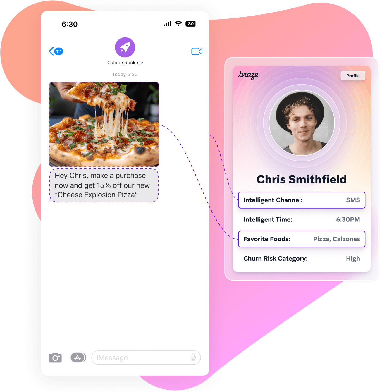 a phone screen shows a message from chris smithfield