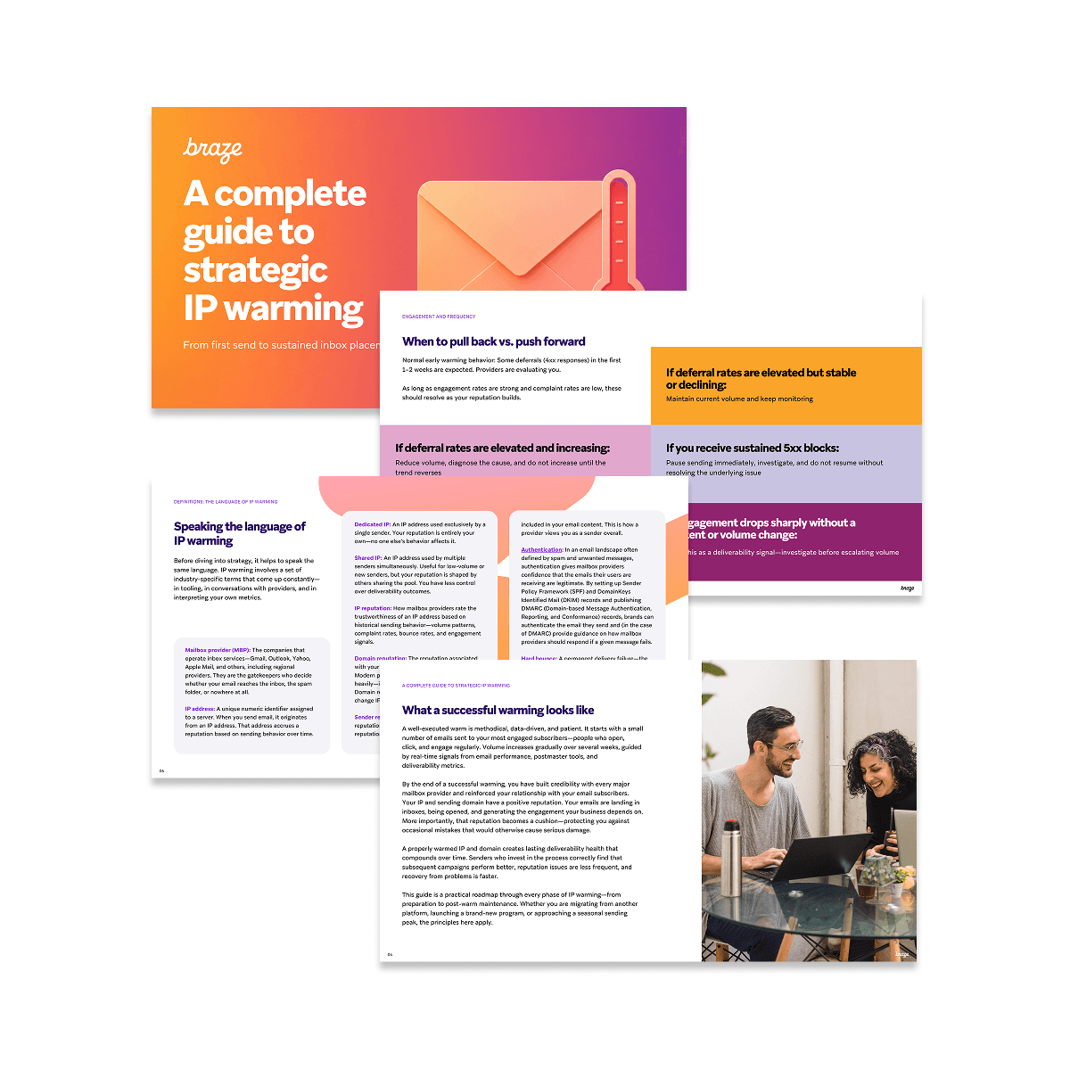 Internal pages from the Braze IP warming guide